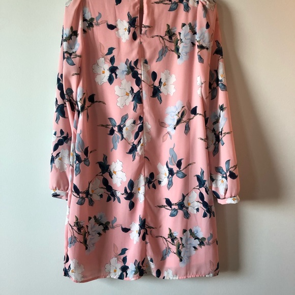 Blush Pink Floral Print Long Sleeve Shift Dress - Picture 6 of 6